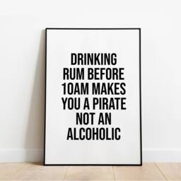 Funny Pirate Rum Quote Print Bar Home Decor Wall Art - thumbnail 1