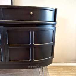 Mid Century Luxury Sideboard Nathan - Curved Teak Black Steel Hairpin Legs - thumbnail 4