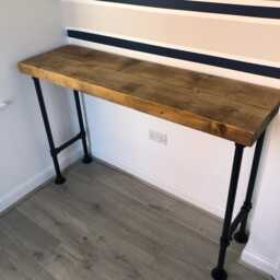 Chunky Breakfast Bar Table 65mm Solid Natural Timber, Black, Raw , Galvanised Tube Options, High Bar, Bistro, Cafe, Pub Garden Room - thumbnail 2