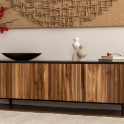 stylish Tv Cabinet For Japandi Interior, Boho Home Furniture, Grooved Chest Of Drawers, Wooden Furniture Living Room - thumbnail 2