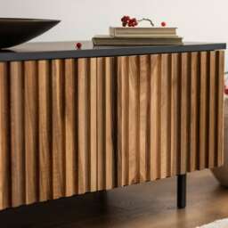 stylish Tv Cabinet For Japandi Interior, Boho Home Furniture, Grooved Chest Of Drawers, Wooden Furniture Living Room - thumbnail 3