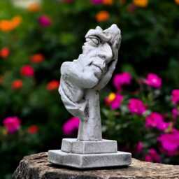 Concrete Face Statue With Hand Abstract Thinker Sculpture Modern Stone Head Figurine Minimalist Home Decor Cement Art Ornament Gift For Him - thumbnail 2