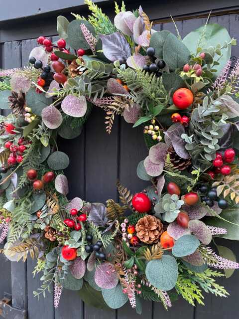 Christmas Wreath, Wreath For Front Door, Door Winter Decorations, Holly Artificial Berry - image 1