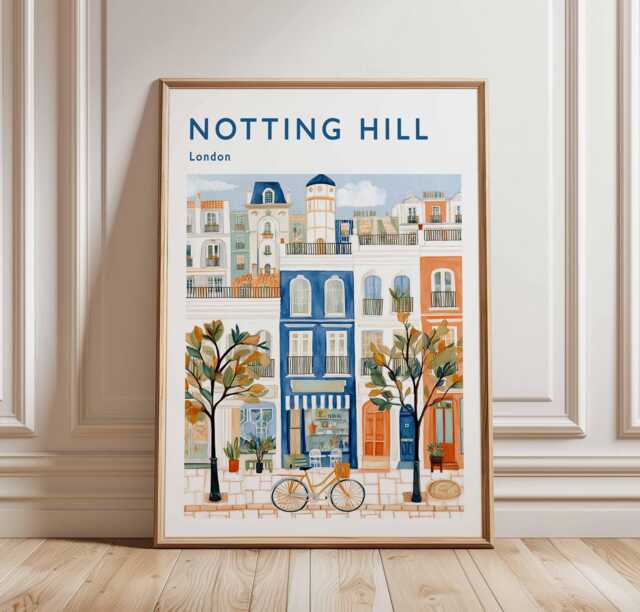 Notting Hill Travel Poster Colorful London Street Art Print - image 1