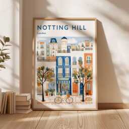 Notting Hill Travel Poster Colorful London Street Art Print - thumbnail 2