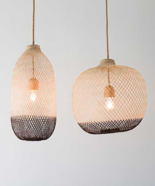 Hand-Dyed Bamboo Pendant Light, Dark Oak Brown, Boho Wood Lighting Fixture - image 1