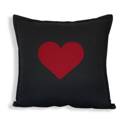 Heart Pillow Cover, Red Wool Appliqu?? On Black Reversible Cover - Valentine's Day, Anniversary, Wedding Or Shower Gift Idea - thumbnail 3
