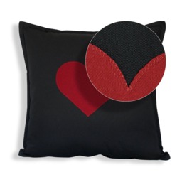 Heart Pillow Cover, Red Wool Appliqu?? On Black Reversible Cover - Valentine's Day, Anniversary, Wedding Or Shower Gift Idea - thumbnail 2