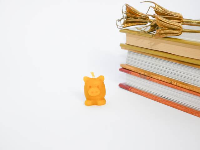 Handmade Little Piglet Beeswax Candle - Good Luck Charm, Stocking Filler - image 1
