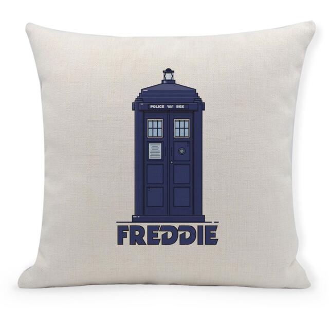 Personalised Police Box Cushion Blue Phone Booth Pillow, 40cm - image 1