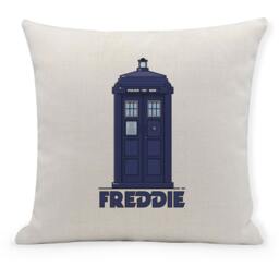 Personalised Police Box Cushion Blue Phone Booth Pillow, 40cm - thumbnail 1