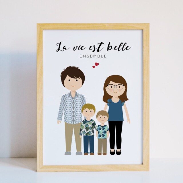 Custom Big Family Portrait Illustration With Baby, Grandpa Gift Idea. Family Reunion - image 1