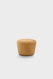 Genuine Cognac Leather Pouf Modern Cupcake Ottoman - thumbnail 1