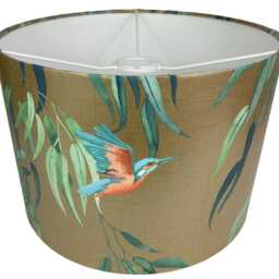 Kingfisher Bird Lampshade - Gold Drum Light Shade For Table Lamps Or Ceiling Lights - thumbnail 2