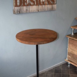 Industrial Style 60cm Poseur Table/Bar, Galvanised Steel & Reclaimed Scaffold Board - thumbnail 3