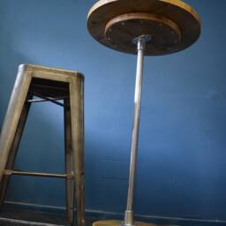 Industrial Style 60cm Poseur Table/Bar, Galvanised Steel & Reclaimed Scaffold Board - thumbnail 4
