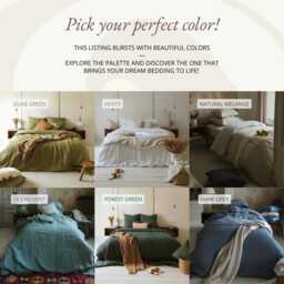 Cinnamon Linen Bed Set 1 Duvet Cover & 2 Pillowcases, Natural 100% Flax Bedding in Queen, King, Single, Double, Twin Sizes - thumbnail 4