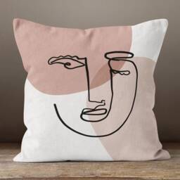 Line Art Face Themed Throw Pillows/Abstract Cartoon Woman Cushion Cover/ Boho Illustration/Body Silhouette/Modern Wedding Gift - thumbnail 3