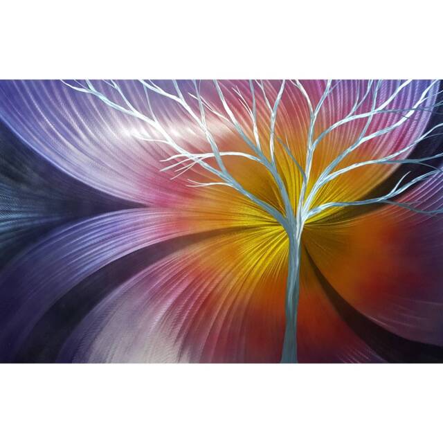 Modern, Abstract, Contemporary Metal Wall Art, 3D Effect, By R Toomer Art. Titled Silver Tree - image 1