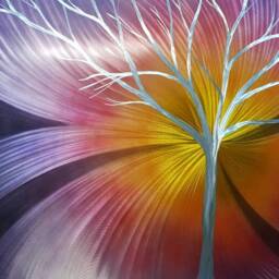 Modern, Abstract, Contemporary Metal Wall Art, 3D Effect, By R Toomer Art. Titled Silver Tree - thumbnail 2