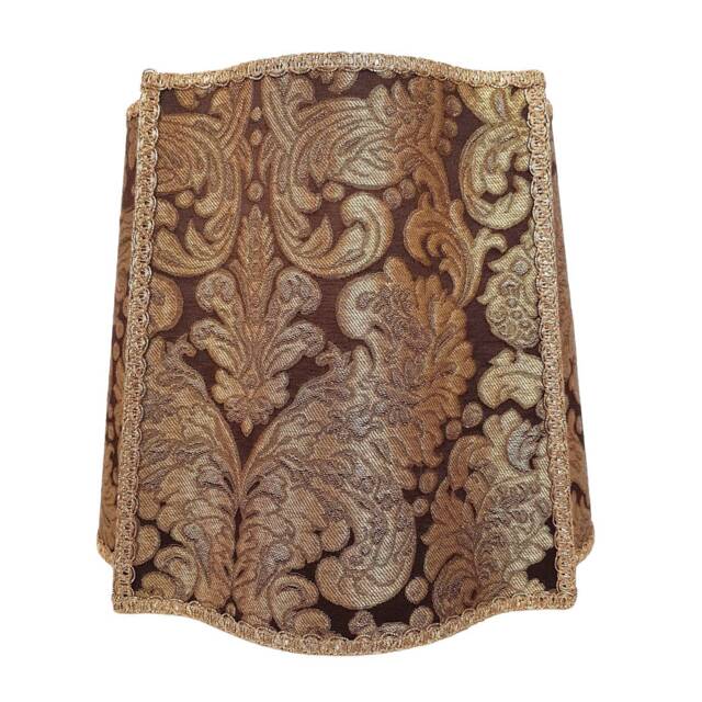 Silk Brocatelle Rubelli Fabric Fancy Square Lampshade Brown & Gold Tebaldo Pattern - Handmade in Italy - image 1