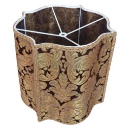 Silk Brocatelle Rubelli Fabric Fancy Square Lampshade Brown & Gold Tebaldo Pattern - Handmade in Italy - thumbnail 3