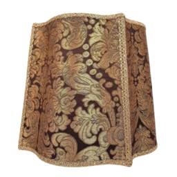 Silk Brocatelle Rubelli Fabric Fancy Square Lampshade Brown & Gold Tebaldo Pattern - Handmade in Italy - thumbnail 4