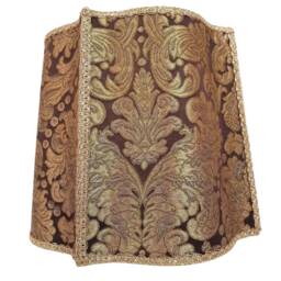 Silk Brocatelle Rubelli Fabric Fancy Square Lampshade Brown & Gold Tebaldo Pattern - Handmade in Italy - thumbnail 2