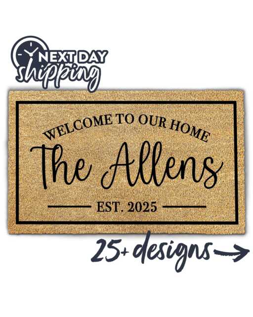 Welcome To Our Home Custom Personalized Doormat - New Housewarming Gift Front Door Mat Coir - image 1