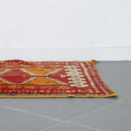 Handwoven Moroccan Berber Rug Red & Orange Tribal Wool Carpet 7x3.6 Ft - thumbnail 2
