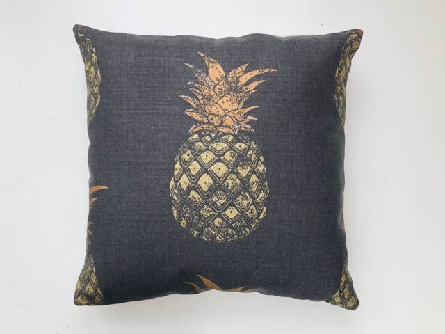 Barneby Gates Pineapple Cushion Cover in Charcoal Grey, Linen Cushion, Metallic, Tropical Pillow - image 1