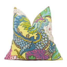 Schumacher - Chiang Mai Dragon Yellow Art Deco Chinoiserie Designer Cushion Cover Handmade Throw Pillow Luxury Home D??cor - thumbnail 1