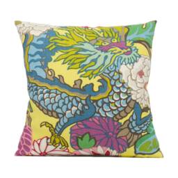 Schumacher - Chiang Mai Dragon Yellow Art Deco Chinoiserie Designer Cushion Cover Handmade Throw Pillow Luxury Home D??cor - thumbnail 2