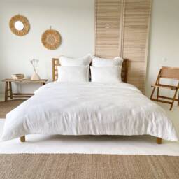 Soft Linen Duvet Cover in Off White, Textured European Flax Bedding, Feature Buttons Or Zipper Closure, Twin, Full, Queen, King, Cal King - thumbnail 2