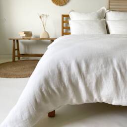 Soft Linen Duvet Cover in Off White, Textured European Flax Bedding, Feature Buttons Or Zipper Closure, Twin, Full, Queen, King, Cal King - thumbnail 3