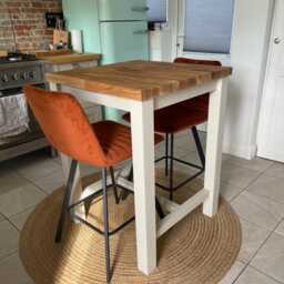 The Remington -Rustic Kitchen Island - Freestanding Solid Wood Island With Oak Top Painted in Farrow & Ball Or Little Greene - thumbnail 3