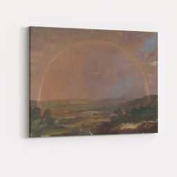 Soft Pastel Rainbow Over Countryside Landscape Oil Painting Canvas Wall Art Print Decor Picture Ready To Hang - thumbnail 4