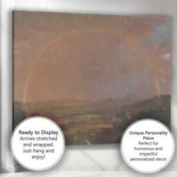 Soft Pastel Rainbow Over Countryside Landscape Oil Painting Canvas Wall Art Print Decor Picture Ready To Hang - thumbnail 3