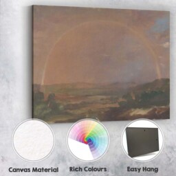 Soft Pastel Rainbow Over Countryside Landscape Oil Painting Canvas Wall Art Print Decor Picture Ready To Hang - thumbnail 2