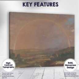 Soft Pastel Rainbow Over Countryside Landscape Oil Painting Canvas Wall Art Print Decor Picture Ready To Hang - thumbnail 1