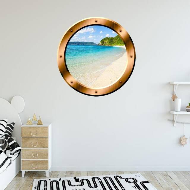 Beach House Sign Ocean Wall Decal Nautical Decor - Peel & Stick Vinyl Sticker Ship Window Porthole Mountain - Vwaq Bp20 - image 1