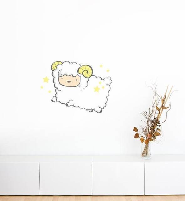 Flying Sheep Wall Sticker Decal - Kids Stickers, Animals Childrens Decals, Art, Room, Girl, Boy