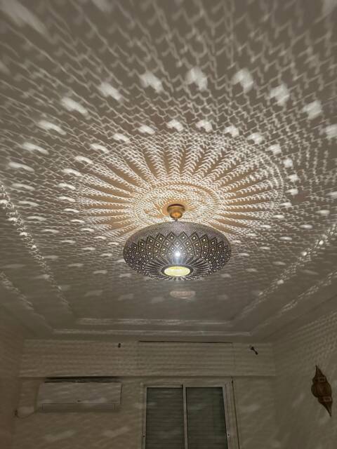 Moroccan Brass Chandelier Lighting, Silver Pendant Light , Bronze Ceiling Lamp Chandelier, Lighting, Handmade - image 1