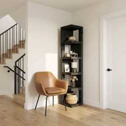 Valora Solid Wood Corner Bookshelf in Ebony Black Colour - Open Bookcase, Rustic Design - thumbnail 2