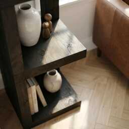Valora Solid Wood Corner Bookshelf in Ebony Black Colour - Open Bookcase, Rustic Design - thumbnail 3