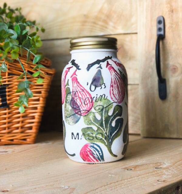 Hand Decorated Mason Jar/Kilner - Fig, Figs, Vase, Storage, Money Bank, Home Decor - image 1