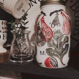 Hand Decorated Mason Jar/Kilner - Fig, Figs, Vase, Storage, Money Bank, Home Decor - thumbnail 3