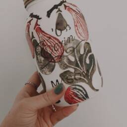 Hand Decorated Mason Jar/Kilner - Fig, Figs, Vase, Storage, Money Bank, Home Decor - thumbnail 2