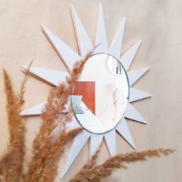 Wooden Sun Mirror, White Or Black Sunburst Small Wall Decorative Mirror - thumbnail 2