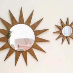 Wooden Sun Mirror, White Or Black Sunburst Small Wall Decorative Mirror - thumbnail 4